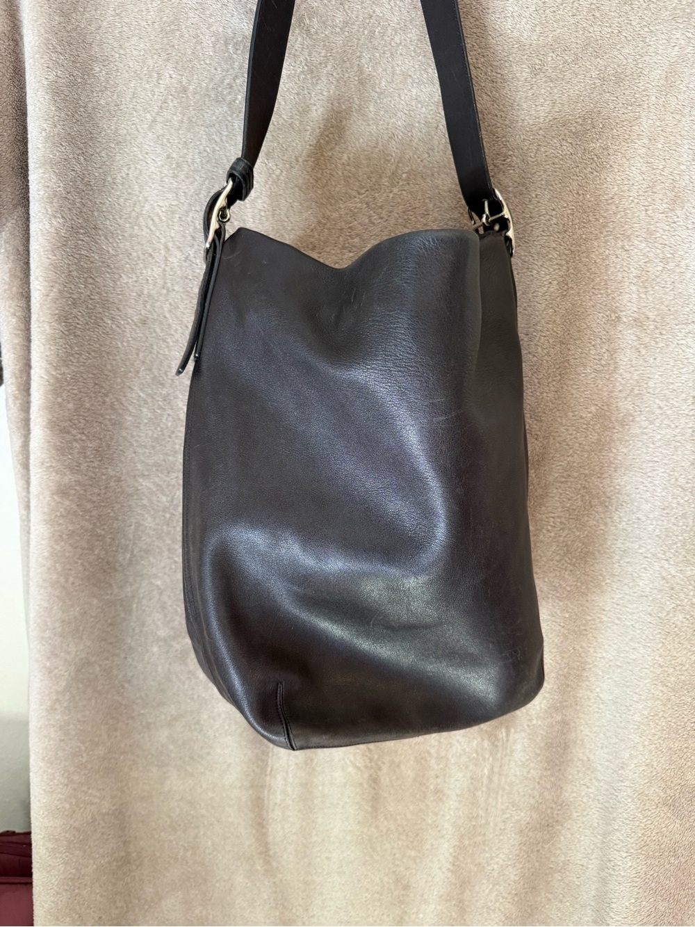 Vintage Coach Duffle Sac 9151 Black Leather, XL Bucket Zipper Top